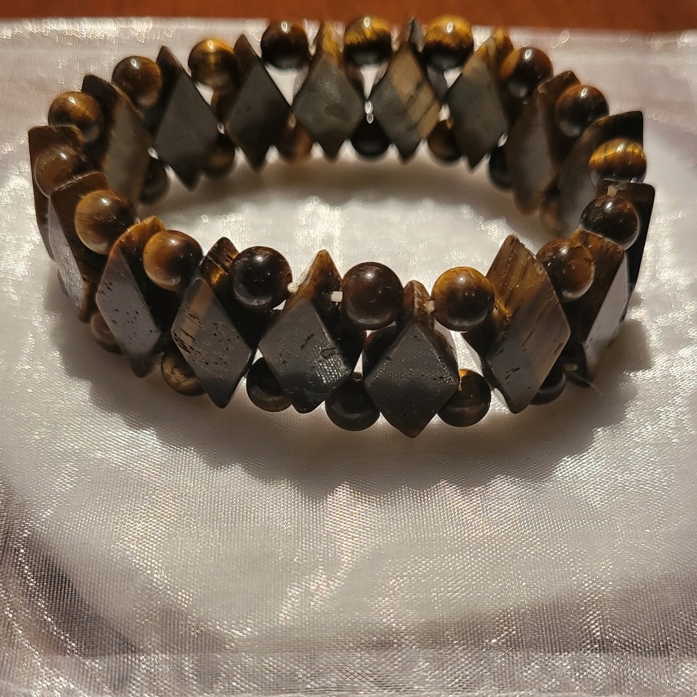 Ross Simons Tiger Eye Stretchy Wide Bangle Bracelet